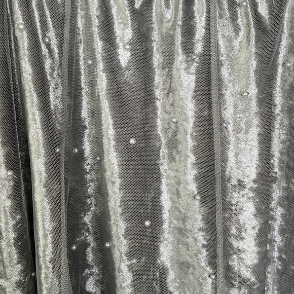RAGA Anthropologie Velvet Midi Skirt w/Pearl Detail & Tulle Overlay Gray Size 1X - Picture 7 of 9